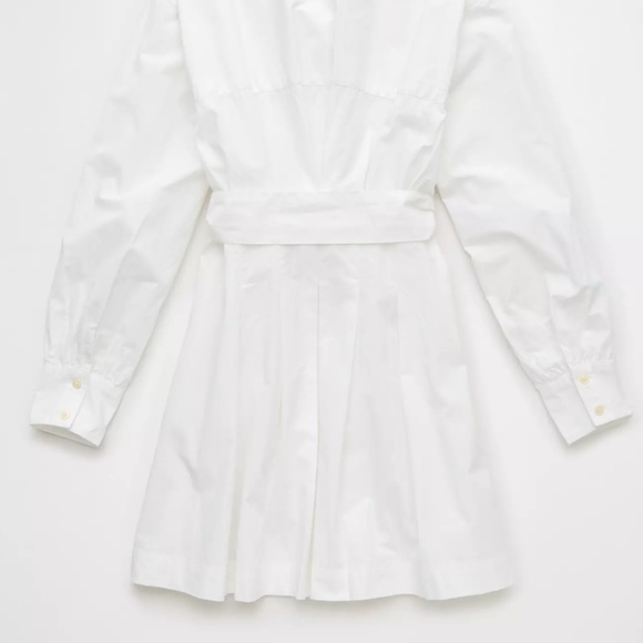 AE Long-Sleeve Pleated Mini Shirt Dress - Picture 2 of 7